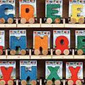 Wooden color trains from toy maker Maple Landmark 