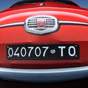 The bumper of a Fiat 500 