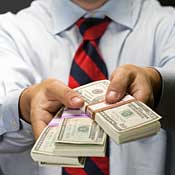 Man hands over cash 