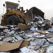 Bulldozers destroy counterfeit disks 