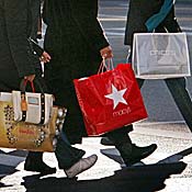 Shoppers carry packages in Chicago. 