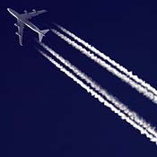 A passenger jet leaves an emission trail behind 