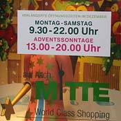 A sign advertises Sunday shopping in Berlin 
