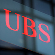 UBS sign in Geneva, Switzerland 