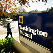 A Washington Mutual bank sign in La Canada, Calif. 
