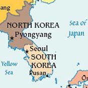 Map of the two Koreas 