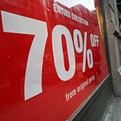 A 70% off sale sign 
