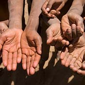 Hands seeking help 