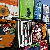 Gift cards on display 