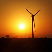 Wind turbine at sunset 