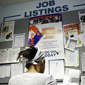 Job seeker searches for employment information 