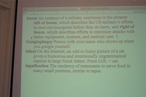 
                    The American Dialect Society considers some new words.
                                            (Blair Chavis)
                                        