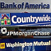 Signs: B of A, Countrywide, JP Morgan Chase, WaMu 