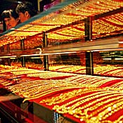 Gold necklaces in Wuhan, China, store 