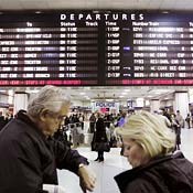 Amtrak departure board at Penn Station 
