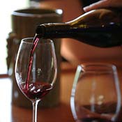 A glass of wine poured for tasting 