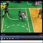 An online video player shows NBA game 