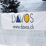 A sign for the World Economic Forum in Davos 