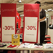Items display during sale at a store in Paris 