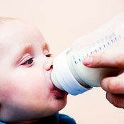 Formula being fed to a baby. 