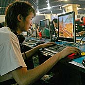 A Chinese youth plays an online game 