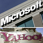Microsoft and Yahoo logos 