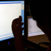 A teenager uses the Internet 