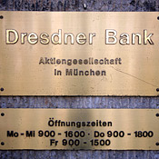 The company plate of Dresdner Bank in Munich 