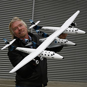 Sir Richard Branson with the mothership 