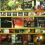 A wall of records on display at Recordtech 