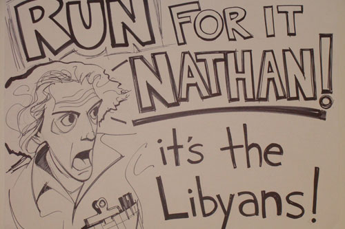 
                    Weekend America listener Nathan Thornton's inspirational Back to the Future movie line sign. The sign was drawn by Nathan's friend Jeremy Sorrell.
                                            (Cara Thornton)
                                        