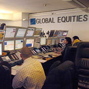 Traders at Global Equities in Paris 