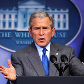 President Bush speaking at press conference 