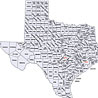 A map of the counties in Texas.