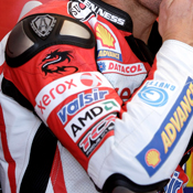 Xerox logo on superbike uniform 