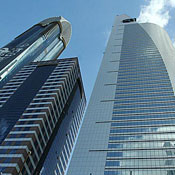 high-rise buildings on Sheikh Zayed Road in Dubai 