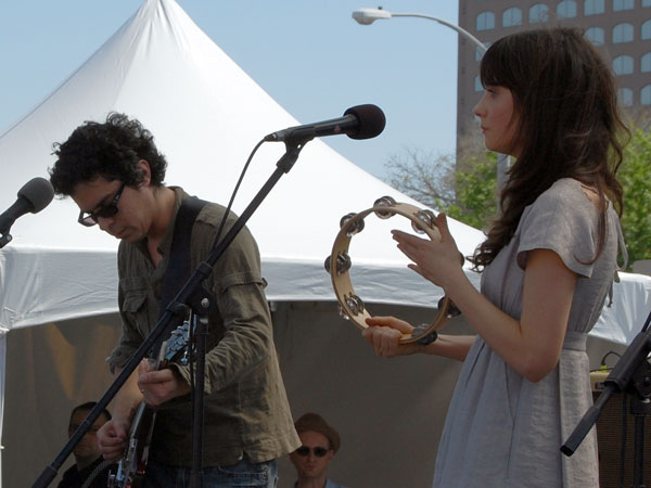 Photo M Ward and Zooey Dschanel of She and Him live at SXSW