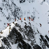 Ski climbers in the French Alps 