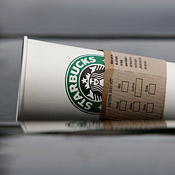 A knocked-over Starbucks cup 
