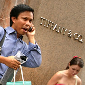 Shoppers outside of Tiffany & Co 