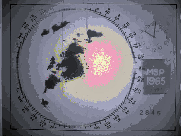 This is a radar image of a 1965 storm which hit Minnesota.