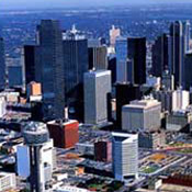 An aerial view of downtown Dallas 