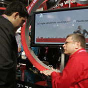 Conference goer views Google's Android 