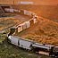 Freight train on winding track