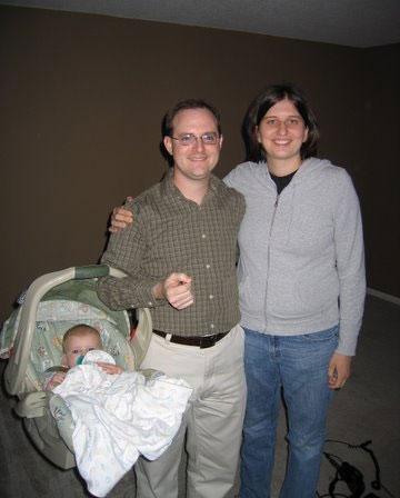 
                Seth and Joanna Goslin with their newborn son
                                    (Tess Vigeland)
                                