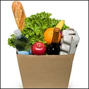 Bag filled with groceries 