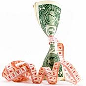Dollar bill with tape measure 