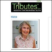 Screenshot from Tributes.com 