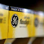 General Electric light bulbs on store shelf 