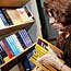 June Kapitan stocks textbooks in Boston store.
